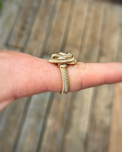 RAINBOW Moonstone // Wire Wrapped Ring // Size 9 // Gold Fill // Rainbowy // Festival Jewelry // Comfortable // Sexy // Handmade