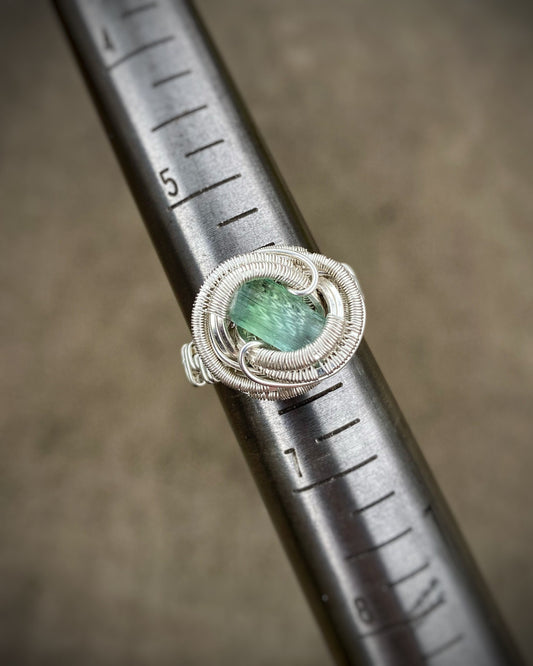 Blue Green Tourmaline // Wrapped Ring // Festival Jewelry // Sterling Silver // Wire Flow // Organic // Comfortable // Sexy Ring // Crystal