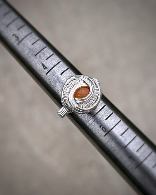 Garnet Ring // Size 5 // Sterling Silver // Spessertine Garnet // Circular // Festival Jewelry // Wire Wrapped Ring