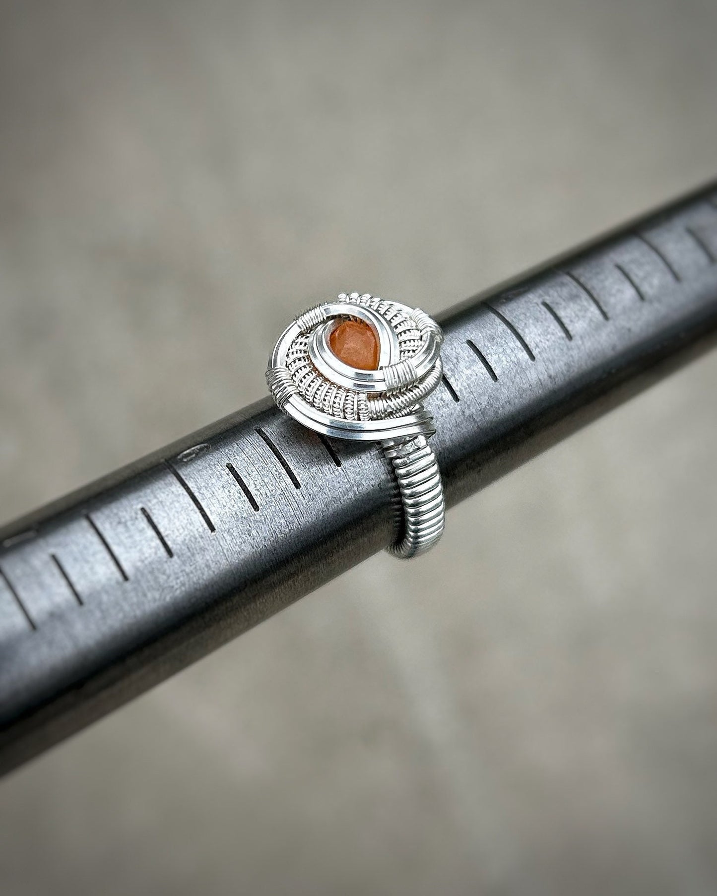 Garnet Ring // Size 5 // Sterling Silver // Spessertine Garnet // Circular // Festival Jewelry // Wire Wrapped Ring