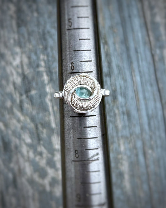 Aqua Ring // Size 6.5 // Wire Wrapped Ring // Sterling Silver // Festival Jewelry // Aquamarine // Handmade Wire Art // Comfortable