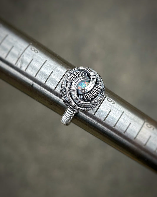 Opal Ring // Size 6.5 // Ethiopian Opal // Oxidized Sterling Silver // Sexy Ring // Wire Wrap // Circular // Comfortable // Handmade Art