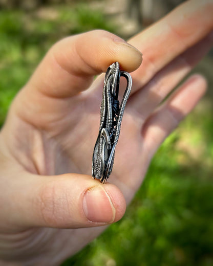 Moonstone Droplet // Rainbow Moonstone // Festival Jewelry // Oxidized Silver // Wire Flow // Organic // Sexy Pendant // Wire Wrapped