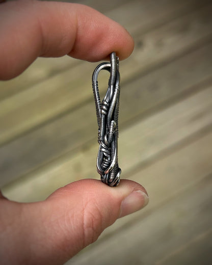 Moldavite mini pendant // Wire Wrap // Festival Jewelry // Oxidized Silver // Wire Flow // Handmade // Organic // Slender Bender // Sexy
