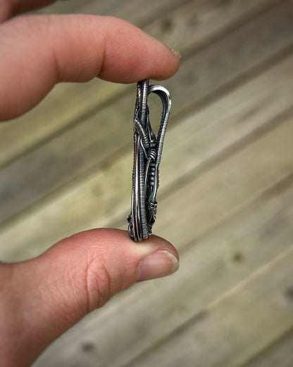 Moldavite mini pendant // Wire Wrap // Festival Jewelry // Oxidized Silver // Wire Flow // Handmade // Organic // Slender Bender // Sexy