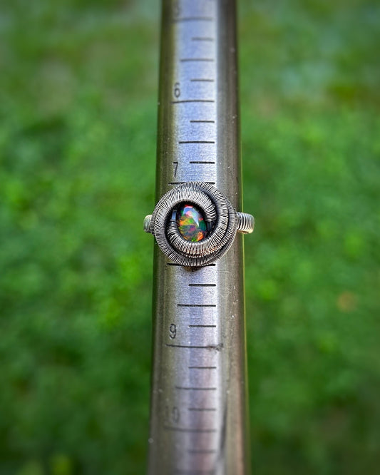 Ethiopian Opal Ring // Black Opal // Fire Opal // Sexy Ring // Festival Jewelry // Handmade Wire Art // Wire Wrapped Ring // Sterling Silver