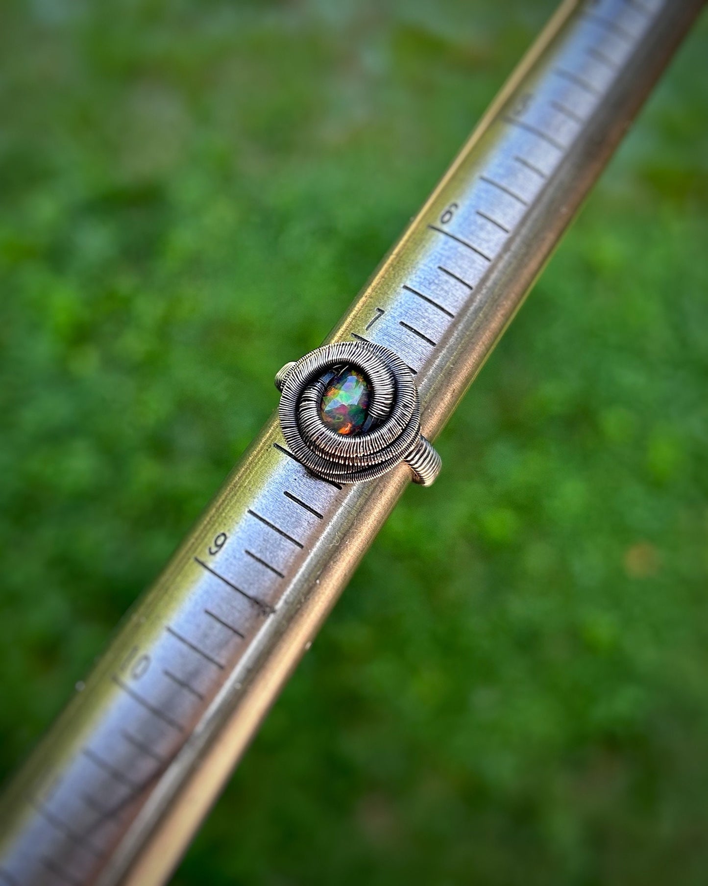 Ethiopian Opal Ring // Black Opal // Fire Opal // Sexy Ring // Festival Jewelry // Handmade Wire Art // Wire Wrapped Ring // Sterling Silver