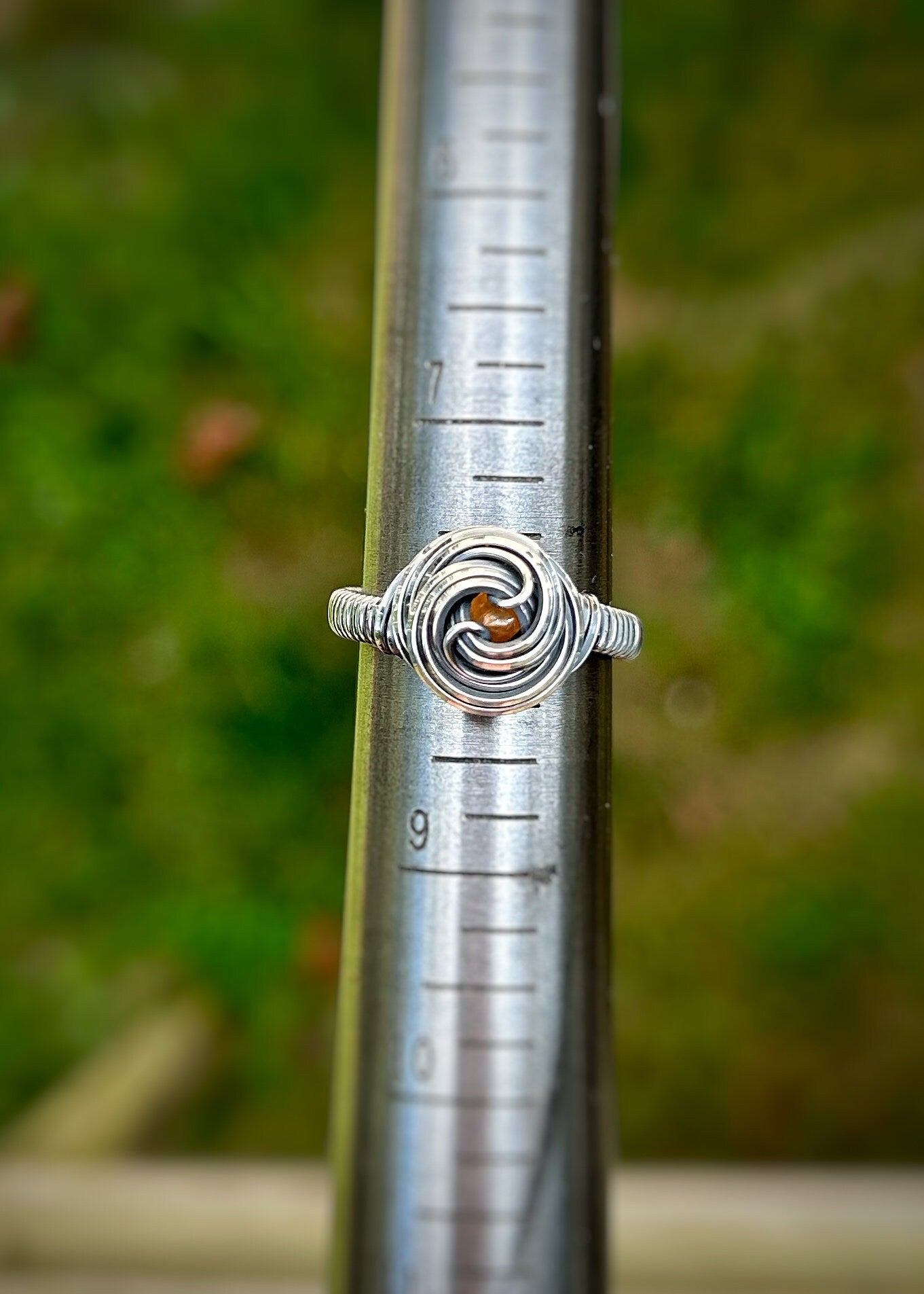 Garnet Ring // Spessertine // January Birthstone // Handmade Jewelry // Orange // Oxidized Silver // Festival Jewelry // Sexy Crystal Wrap