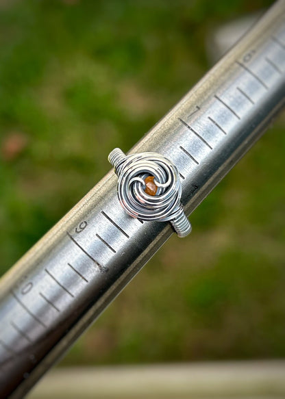 Garnet Ring // Spessertine // January Birthstone // Handmade Jewelry // Orange // Oxidized Silver // Festival Jewelry // Sexy Crystal Wrap
