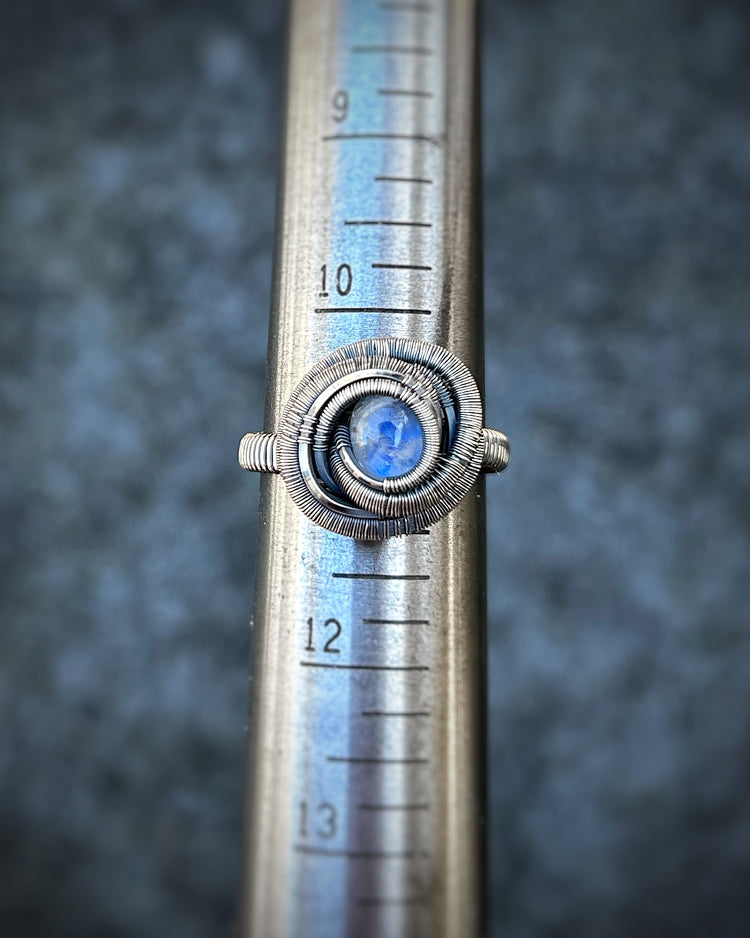Moonstone Ring // Oxidized/Polished Silver // Size 11