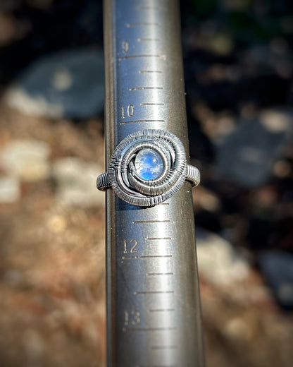 Moonstone Ring // Oxidized/Polished Silver // Size 11